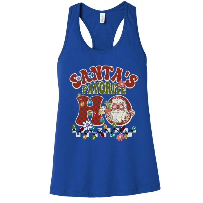 Groovy Christmas Santa's Favorite Ho Retro Xmas Pajama Fun Gift Women's Racerback Tank