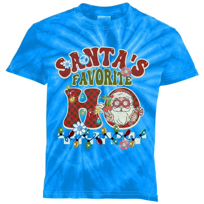 Groovy Christmas Santa's Favorite Ho Retro Xmas Pajama Fun Gift Kids Tie-Dye T-Shirt