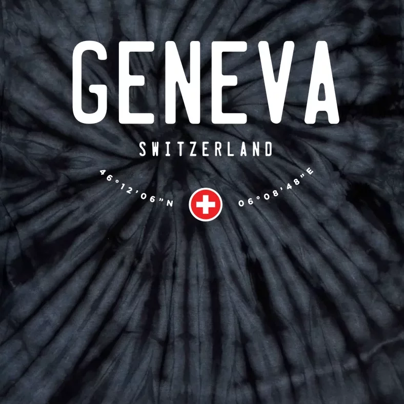 Geneva Coordinates Switzerland Flag Tie-Dye T-Shirt