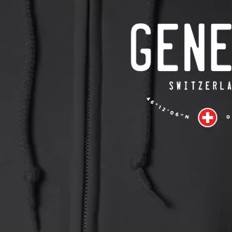 Geneva Coordinates Switzerland Flag Full Zip Hoodie