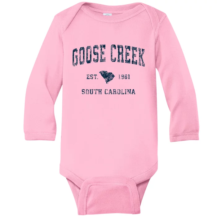 Goose Creek South Carolina Sc Vintage Sports Baby Long Sleeve Bodysuit