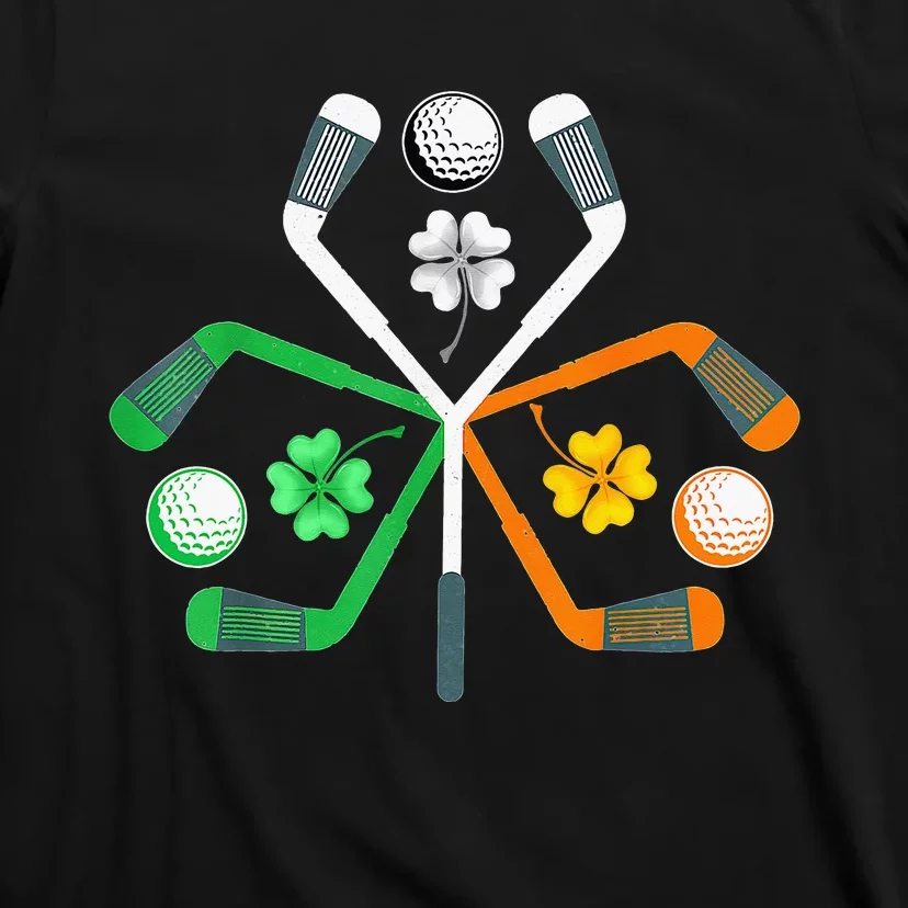 Golf Clover Shamrock Irish Flag St Patricks Day Tee Gifts T-Shirt