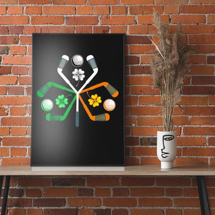 Golf Clover Shamrock Irish Flag St Patricks Day Tee Gifts Poster