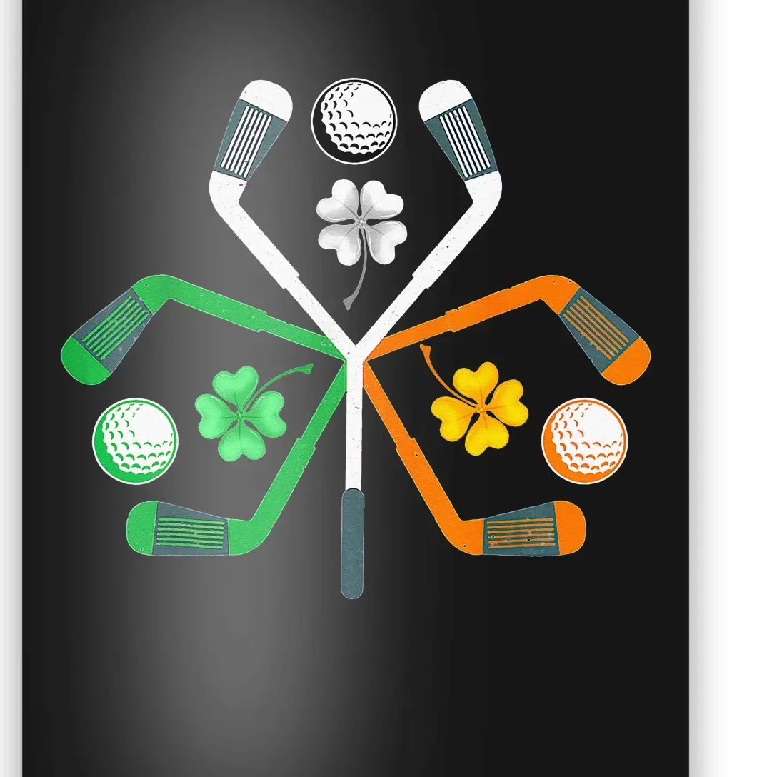 Golf Clover Shamrock Irish Flag St Patricks Day Tee Gifts Poster