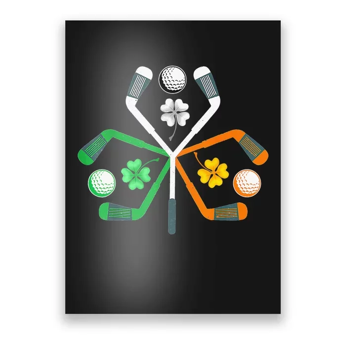 Golf Clover Shamrock Irish Flag St Patricks Day Tee Gifts Poster