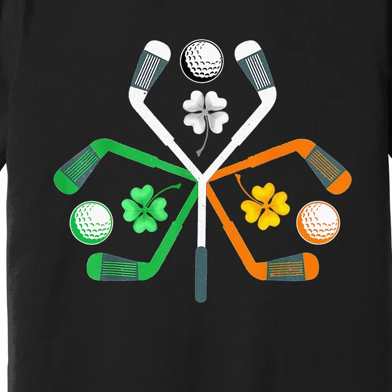 Golf Clover Shamrock Irish Flag St Patricks Day Tee Gifts Premium T-Shirt