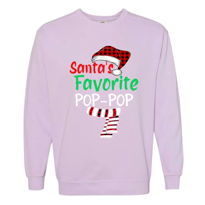 Grandpa Christmas Santa Hagift SantaS Favorite Poppop Gift Garment-Dyed Sweatshirt