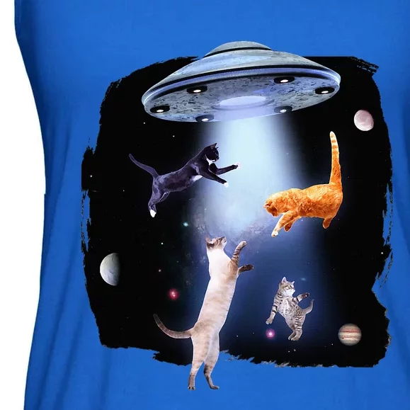 Galaxy Cat Space Kitty Planets Galaxy Ladies Essential Flowy Tank