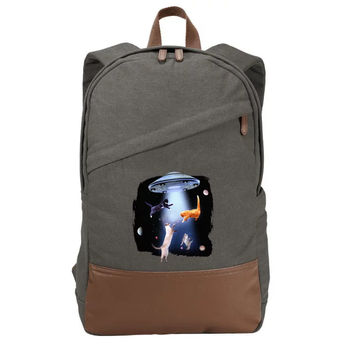 Galaxy Cat Space Kitty Planets Galaxy Cotton Canvas Backpack