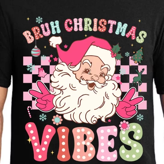 Groovy Cute Santa Claus Bruh Christmas Vibes Xmas Gift Pajama Set