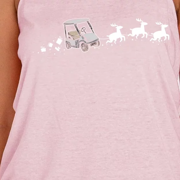 Golf Cart Santa Christmas Sleigh Funny Golf Cart Xmas Meaningful Gift Women's Knotted Racerback Tank