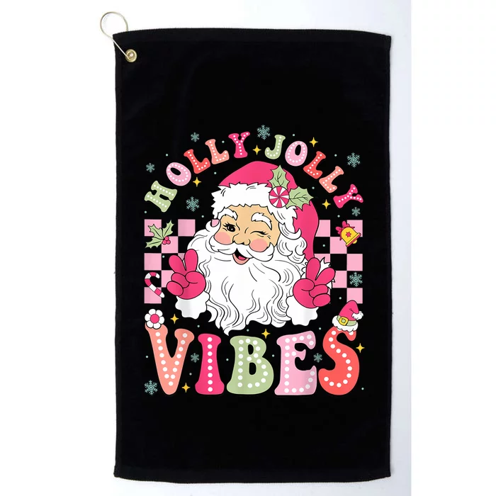 Groovy Cute Santa Claus Christmas Vibes Xmas Women Girl Platinum Collection Golf Towel