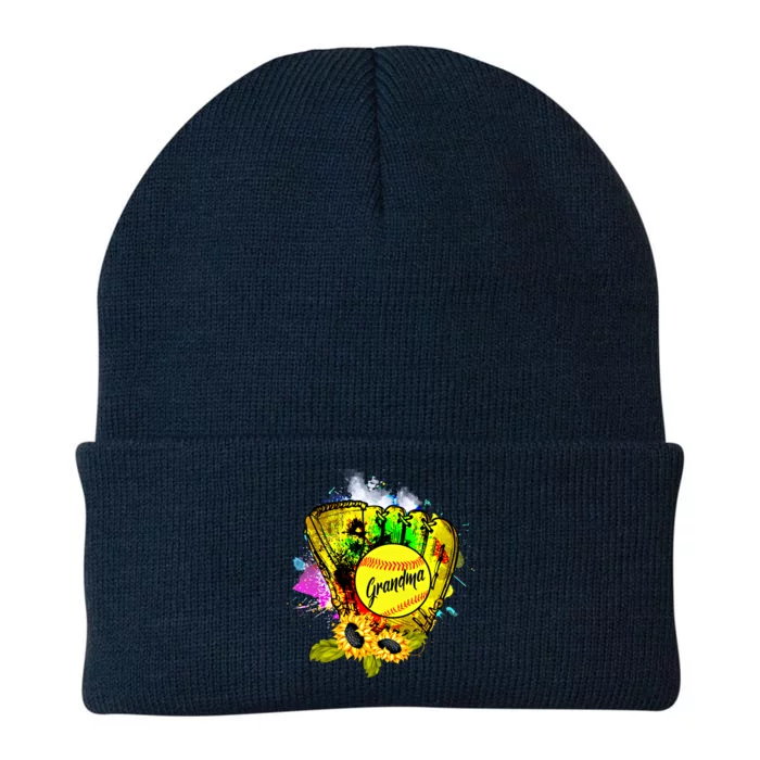 Grandma Cute Sunflowers Pitcher Holding Ball Softball Lover Gift Knit Cap Winter Beanie