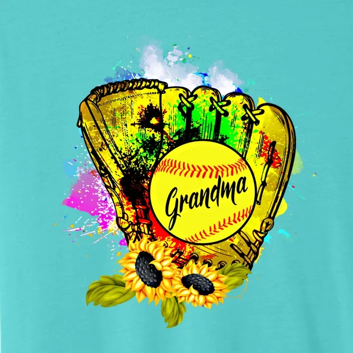 Grandma Cute Sunflowers Pitcher Holding Ball Softball Lover Gift ChromaSoft Performance T-Shirt