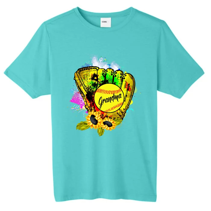 Grandma Cute Sunflowers Pitcher Holding Ball Softball Lover Gift ChromaSoft Performance T-Shirt