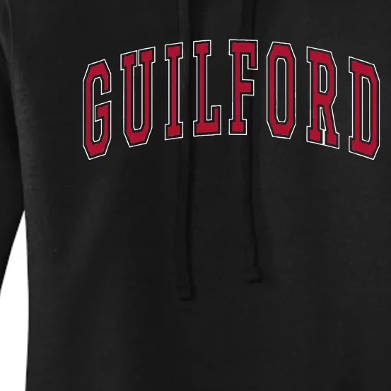 Guilford Connecticut Souvenir College Style Red Text Women's Pullover Hoodie