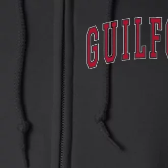 Guilford Connecticut Souvenir College Style Red Text Full Zip Hoodie