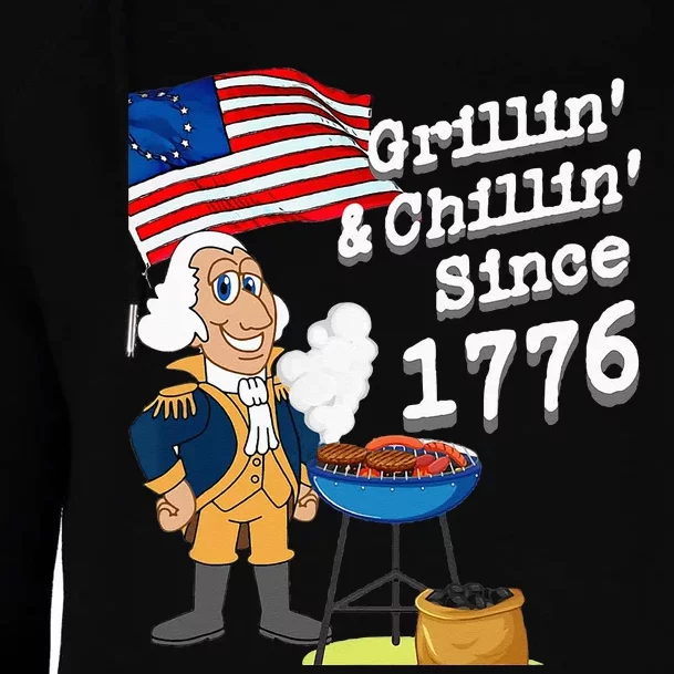 Grillin & Chillin Since 1776 July 4th Independence Womens Funnel Neck Pullover Hood