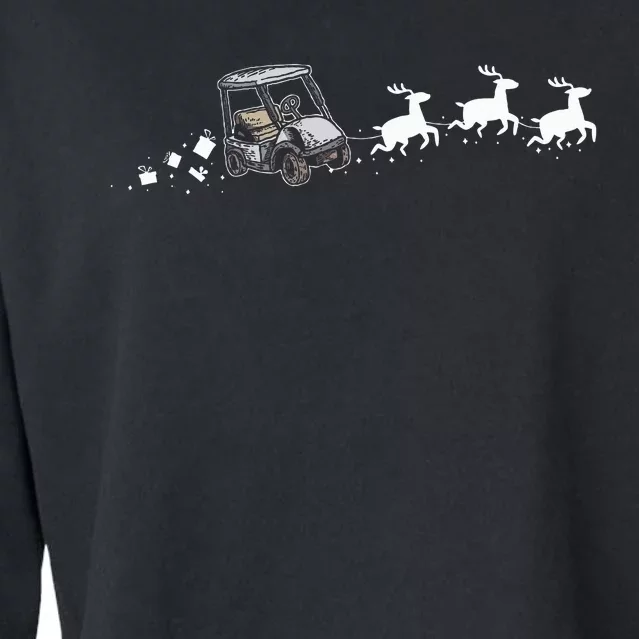 Golf Cart Santa Christmas Sleigh Funny Golf Cart Xmas Cropped Pullover Crew