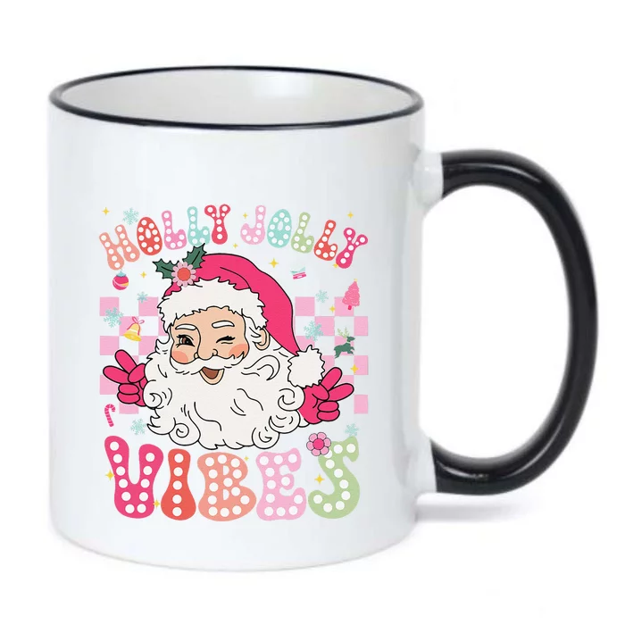 Groovy Cute Santa Claus Christmas Vibes Xmas Gift Black Color Changing Mug