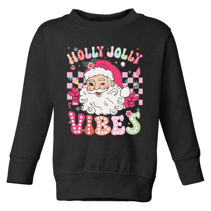 Groovy Cute Santa Claus Christmas Vibes Xmas Gift Toddler Sweatshirt