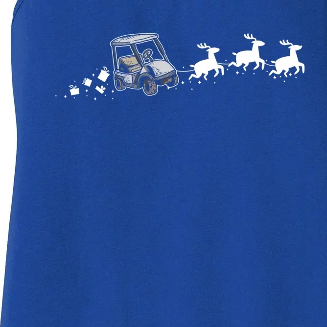 Golf Cart Santa Christmas Sleigh Funny Golf Cart Xmas Gift Women's Racerback Tank