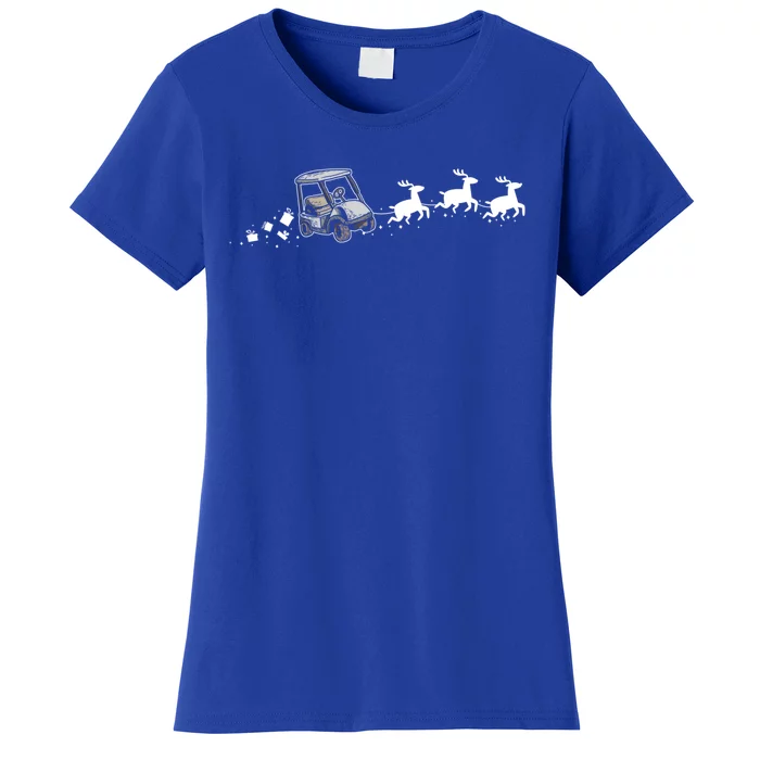 Golf Cart Santa Christmas Sleigh Funny Golf Cart Xmas Gift Women's T-Shirt