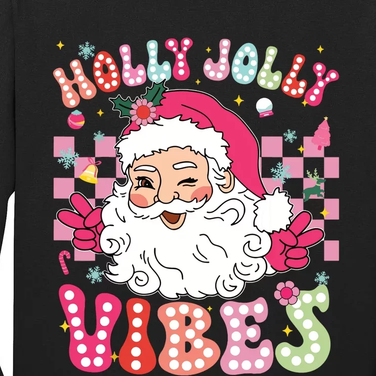 Groovy Cute Santa Claus Christmas Vibes Xmas Girl Tall Long Sleeve T-Shirt