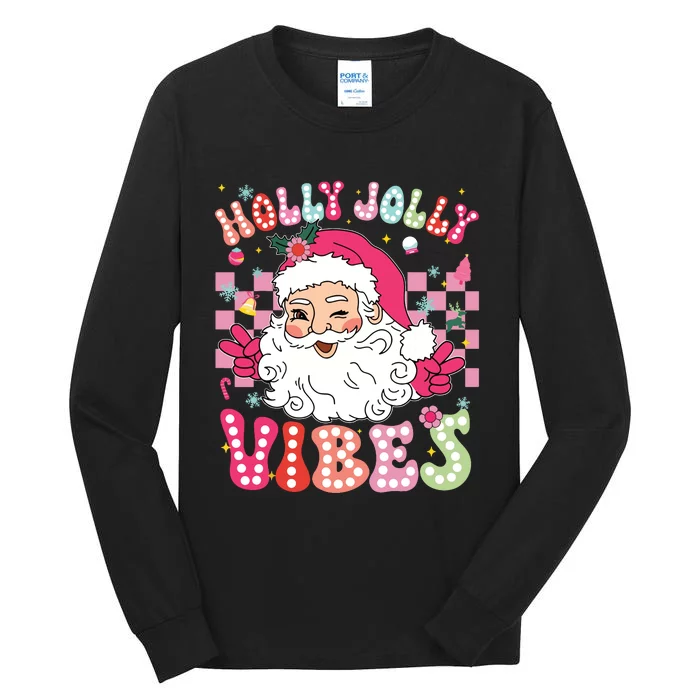 Groovy Cute Santa Claus Christmas Vibes Xmas Girl Tall Long Sleeve T-Shirt