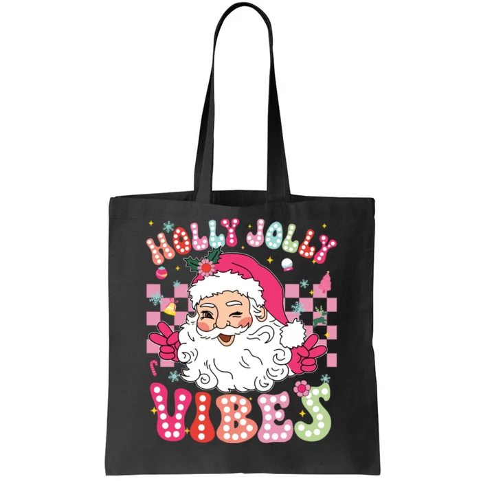 Groovy Cute Santa Claus Christmas Vibes Xmas Girl Tote Bag