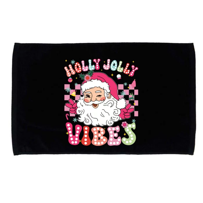 Groovy Cute Santa Claus Christmas Vibes Xmas Girl Microfiber Hand Towel