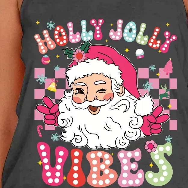 Groovy Cute Santa Claus Christmas Vibes Xmas Girl Women's Knotted Racerback Tank