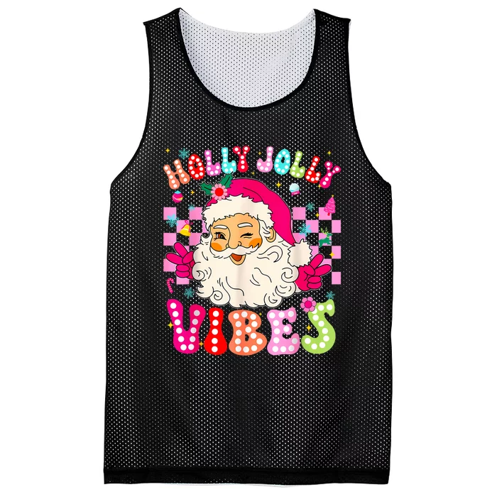 Groovy Cute Santa Claus Christmas Vibes Xmas Mesh Reversible Basketball Jersey Tank