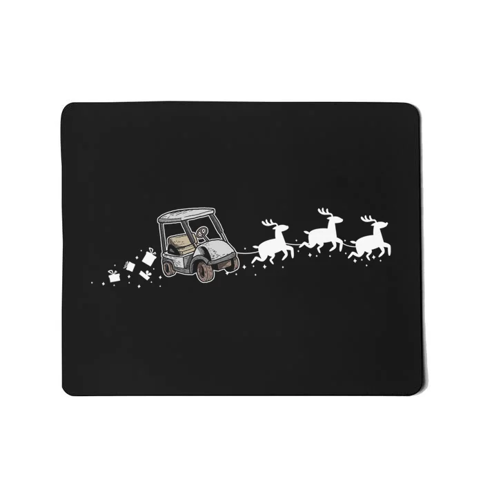 Golf Cart Santa Christmas Sleigh Funny Golf Club Mousepad