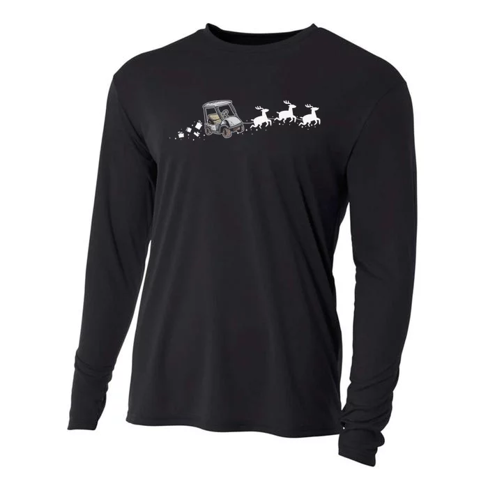 Golf Cart Santa Christmas Sleigh Funny Golf Club Cooling Performance Long Sleeve Crew