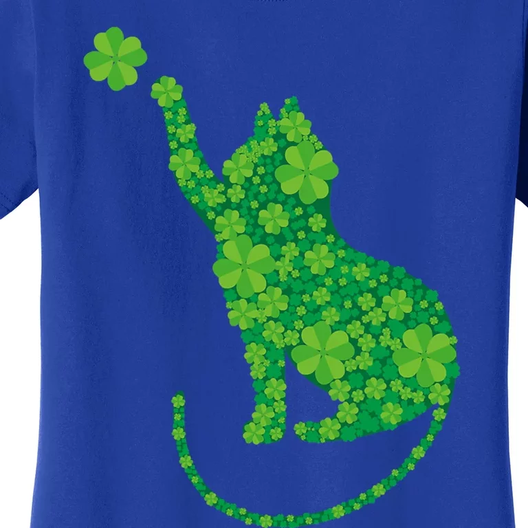 Green Cat Silhouette Shamrocks St Patricks Day Gift Women's T-Shirt