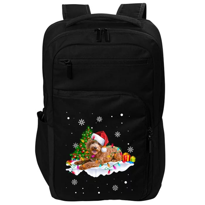 Goldendoodle Christmas Santa Hat Fairy Lights Pajama Funny Gift Impact Tech Backpack