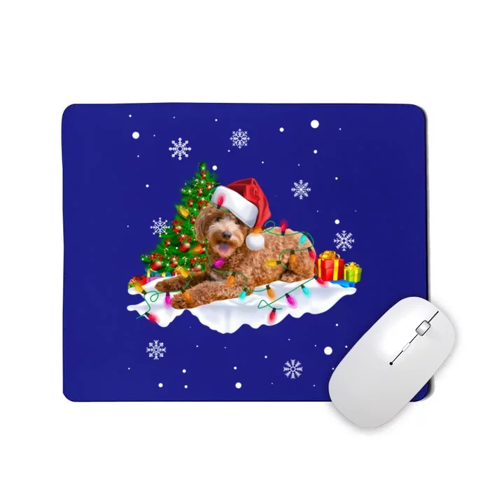 Goldendoodle Christmas Santa Hat Fairy Lights Pajama Funny Gift Mousepad