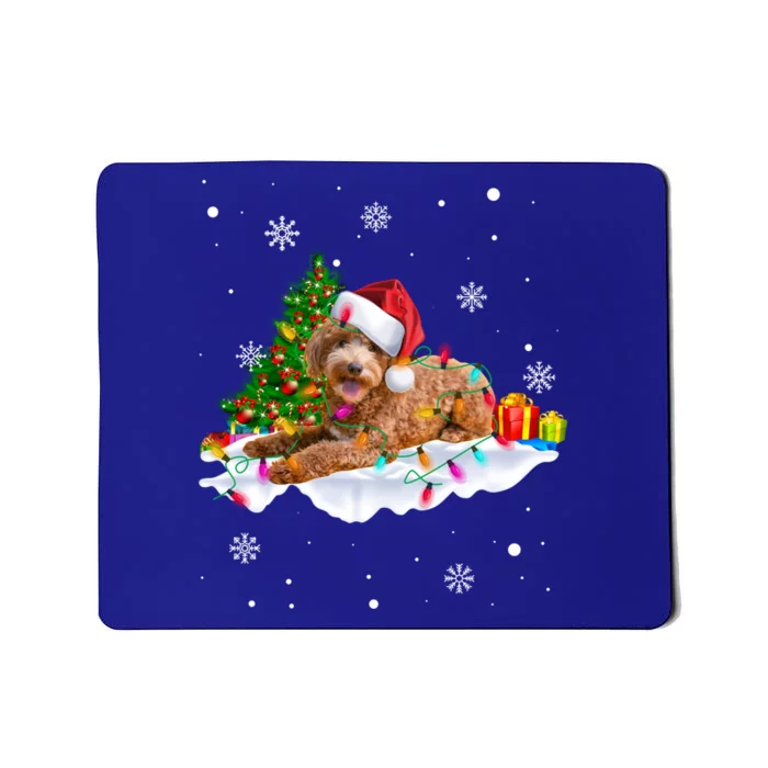 Goldendoodle Christmas Santa Hat Fairy Lights Pajama Funny Gift Mousepad