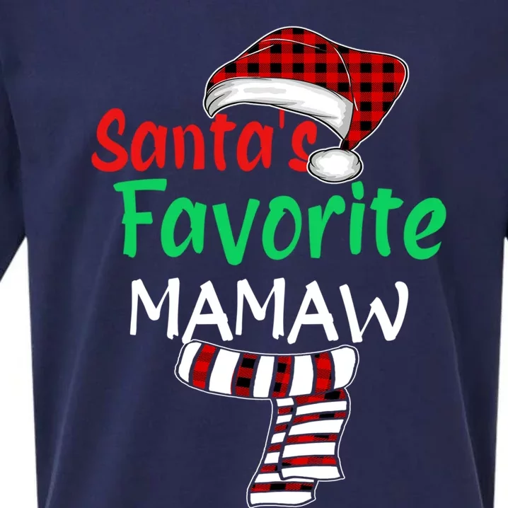 Grandma Christmas Santa Claus Cool Gift Santas Favorite Mamaw Gift Sueded Cloud Jersey T-Shirt