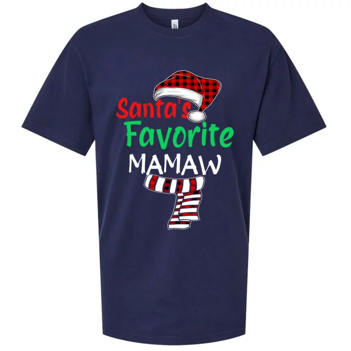 Grandma Christmas Santa Claus Cool Gift Santas Favorite Mamaw Gift Sueded Cloud Jersey T-Shirt