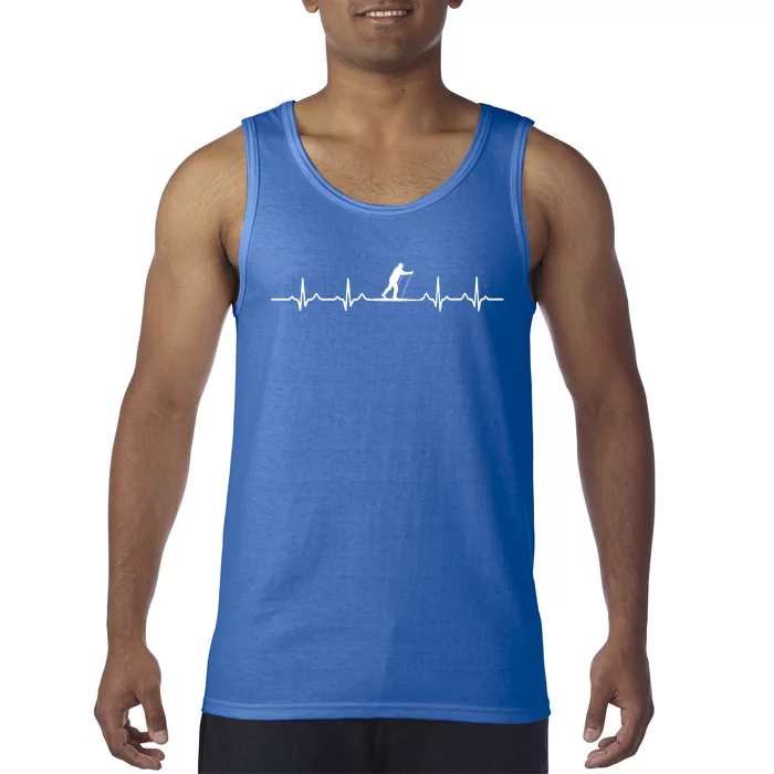 Great CrossCountry Skiing Heartbeat Design Skier Meaningful Gift Tank Top