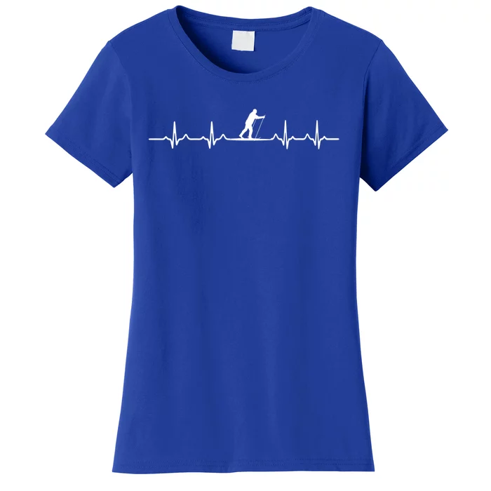 Great CrossCountry Skiing Heartbeat Design Skier Meaningful Gift Women's T-Shirt