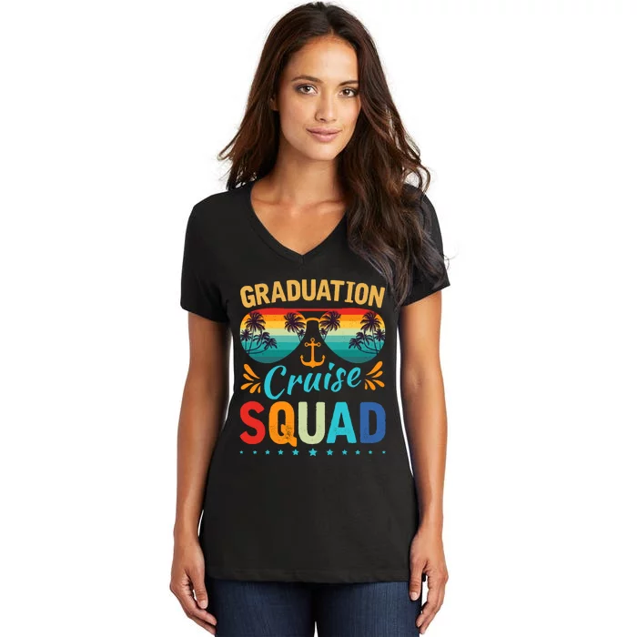 Graduation Cruise Squad 2024 Funny Cruising Graduation Trip Women's V-Neck T-Shirt