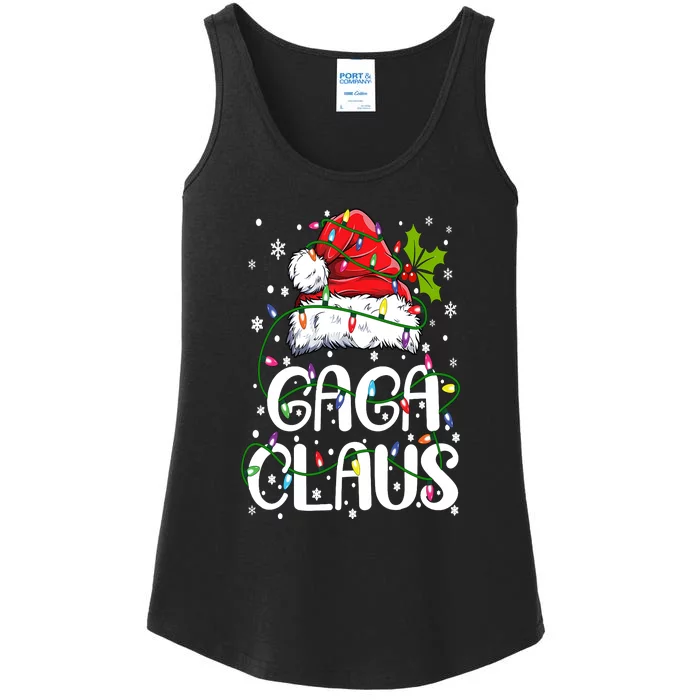 Gaga Claus Shirt Christmas Lights Pajama Funny Xmas Ladies Essential Tank