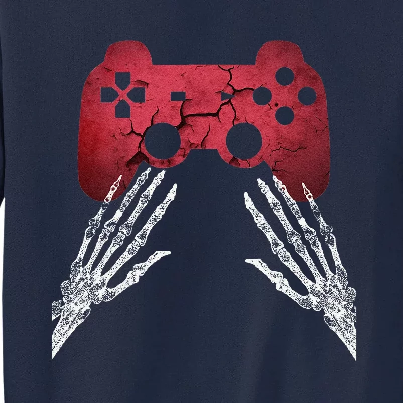 Gamer Creepy Skeleton Video Games Halloweenns Tall Sweatshirt