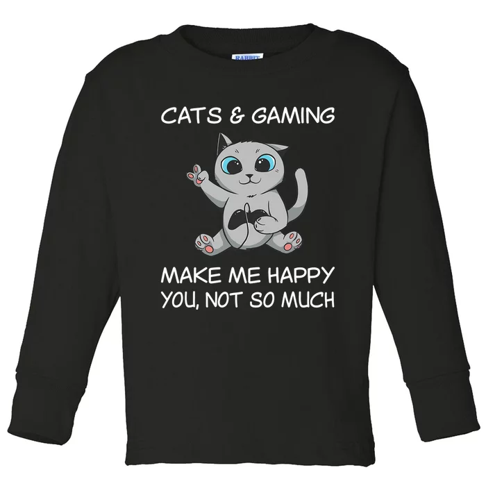 Gaming Cat Sarcastic Cat Lover Video Games Video Gamer Toddler Long Sleeve Shirt