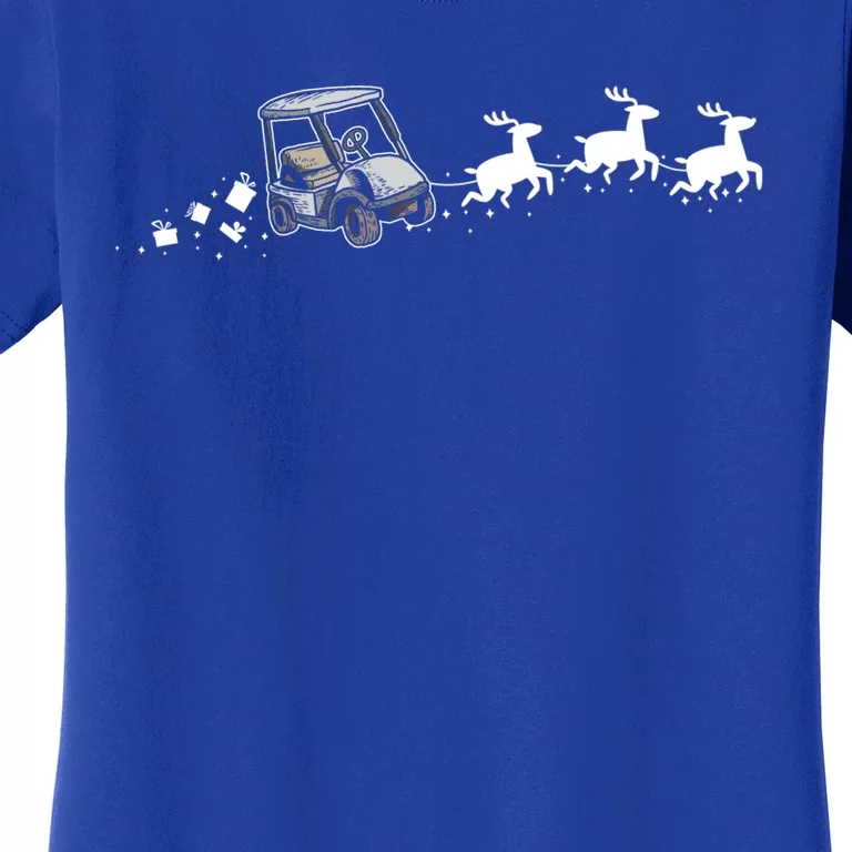 Golf Cart Santa Christmas Sleigh Funny Golf Cart Xmas Gift Women's T-Shirt