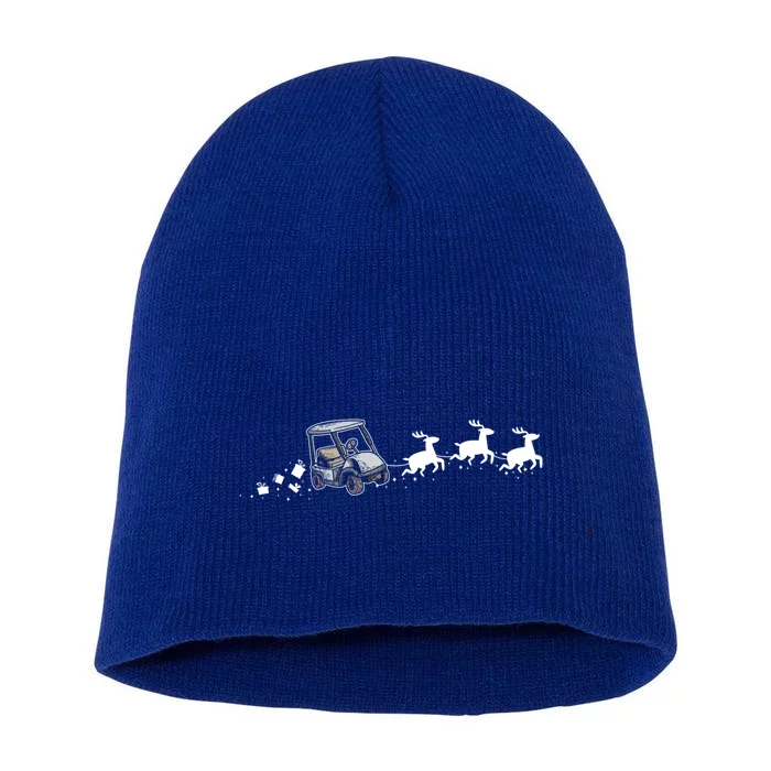 Golf Cart Santa Christmas Sleigh Funny Golf Cart Xmas Gift Short Acrylic Beanie