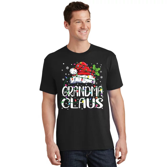 Grandma Claus Shirts Christmas Lights Pajama Family Matching T-Shirt